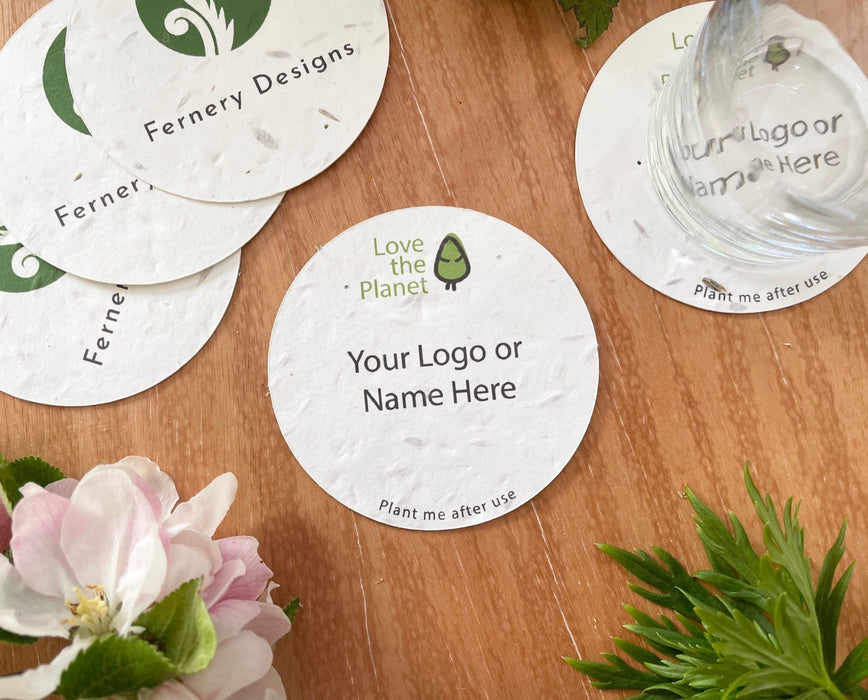 Wildflower Seeded Custom Printed Coasters - Beautiful 280gsm UK made s ...